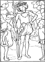 A coloring page of elves